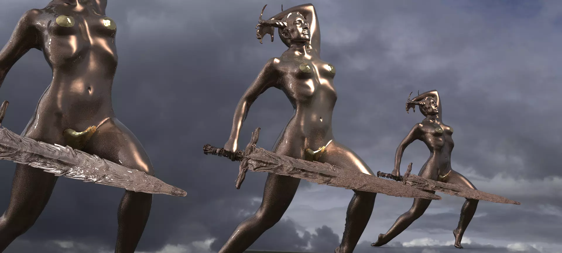 Lady of the lake Statue With Excalibur 2 3D model