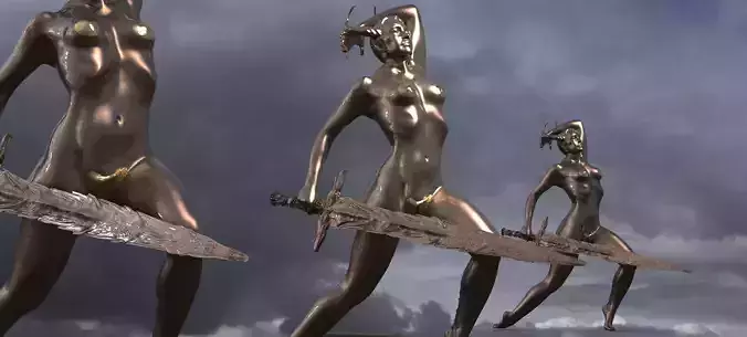Lady of the lake Statue With Excalibur 2 3D model