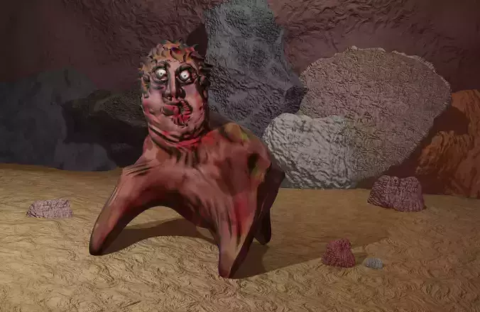 Monster zombie in cave with rocks