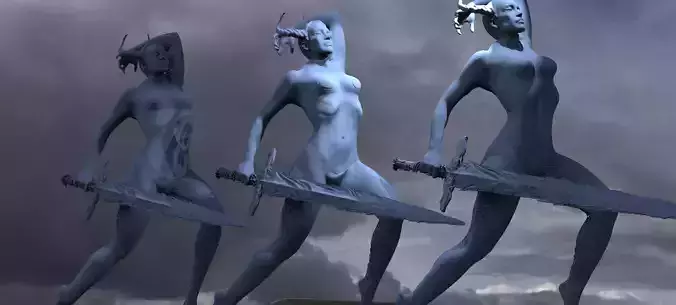 Lady of the lake Statue With Excalibur 3