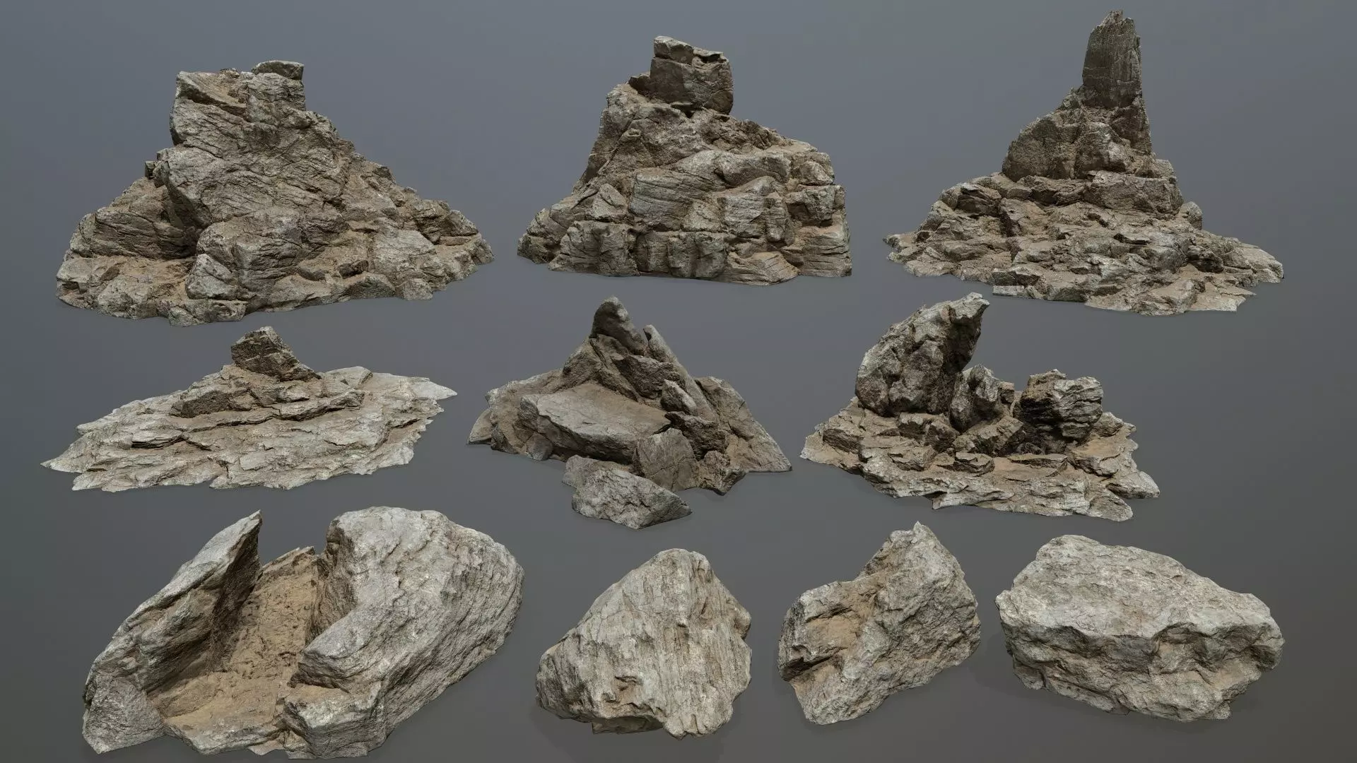 desert rocks Low-poly 3D model_0