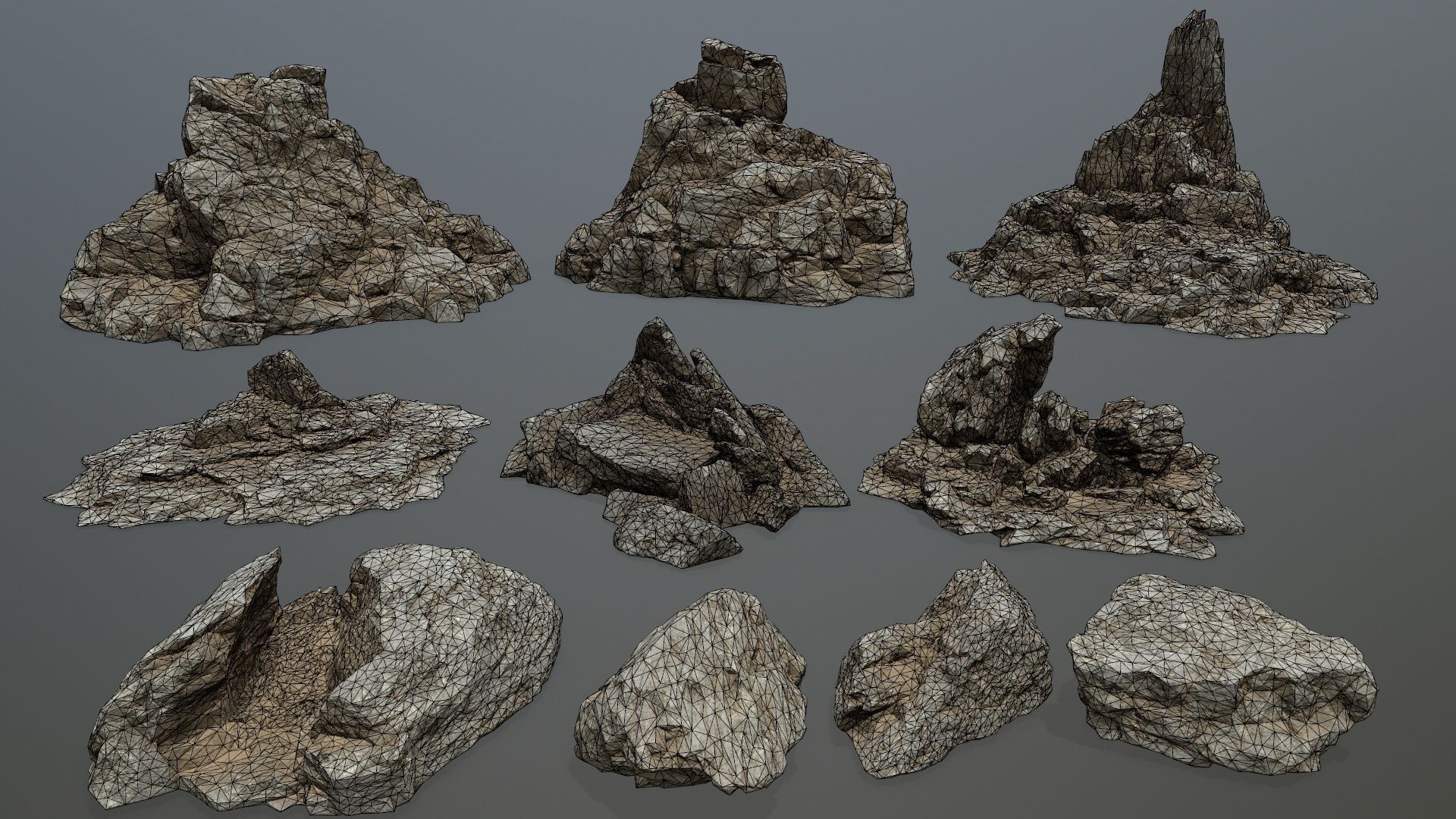 desert rocks Low-poly 3D model_38