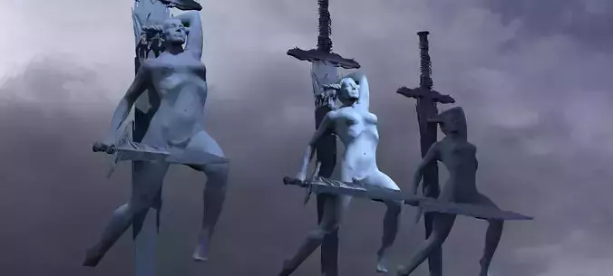 Lady of the lake Statue With Excalibur 4 