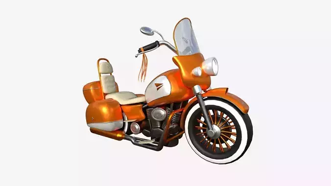 Motorcycle Cartoon B10 Orange - Custom Vehicle Design Low-poly 3D model
