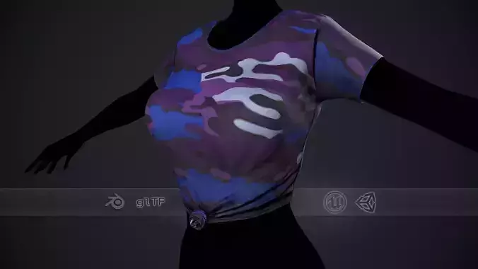 Female Army T-Shirt Style 5 Low-poly 3D model