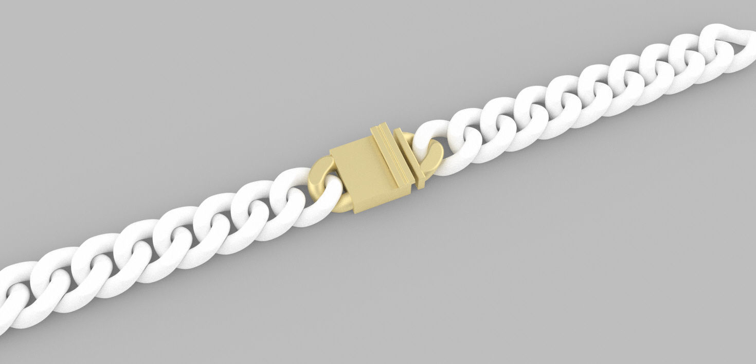 cuban chain lock  3D print model_1