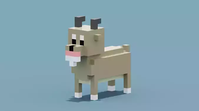 Voxel Goat Low-poly 3D model