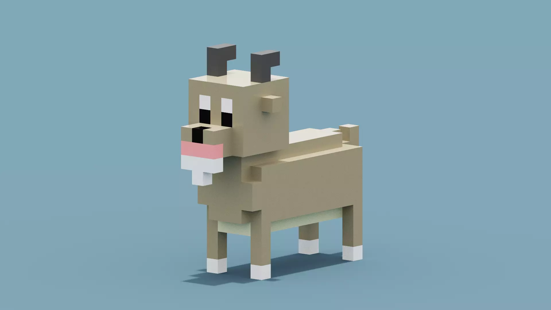 Voxel Goat Low-poly 3D model_0