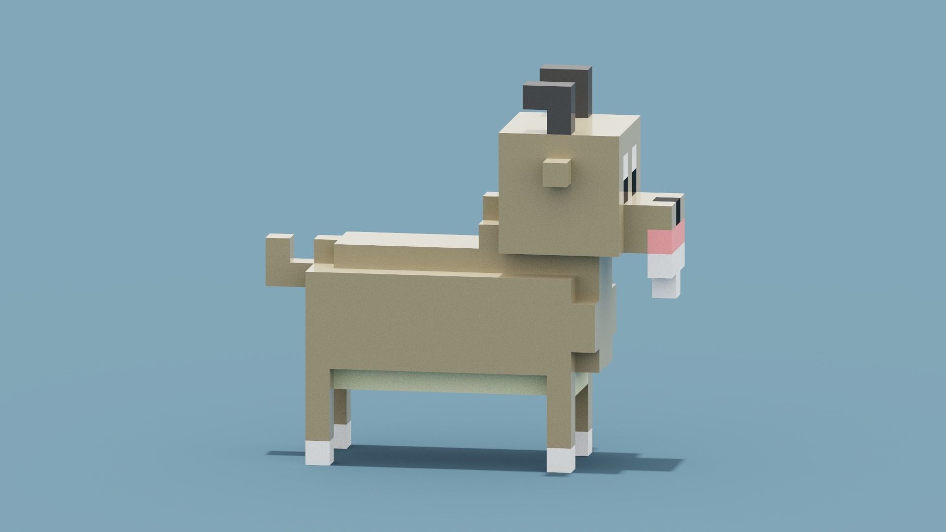 Voxel Goat Low-poly 3D model_8