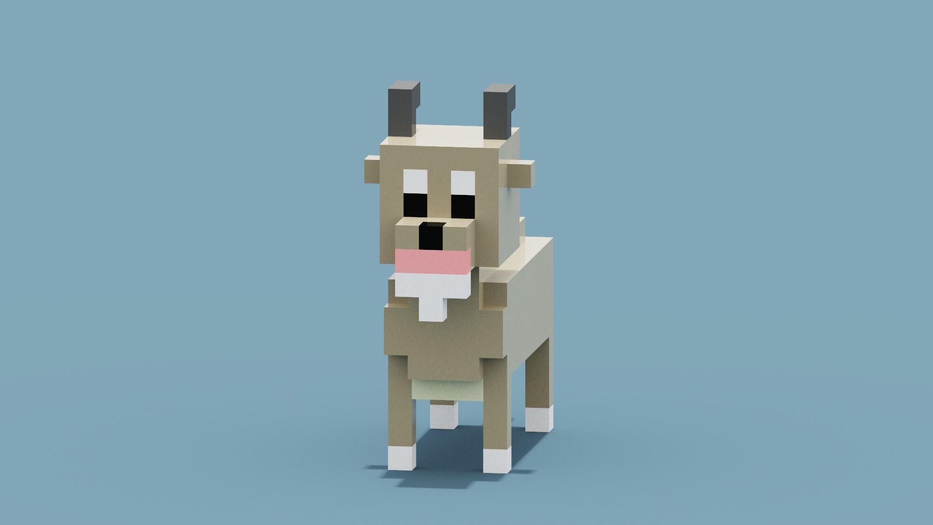 Voxel Goat Low-poly 3D model_11