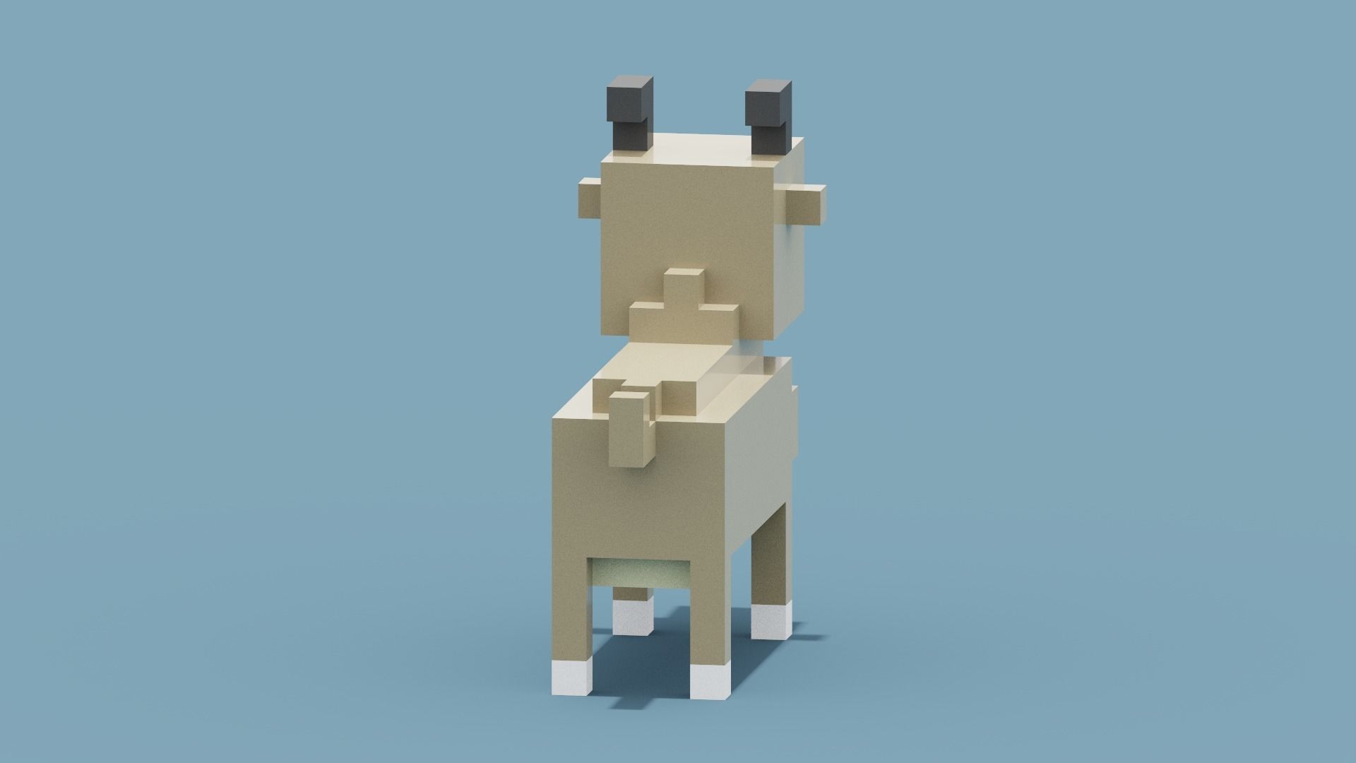Voxel Goat Low-poly 3D model_5