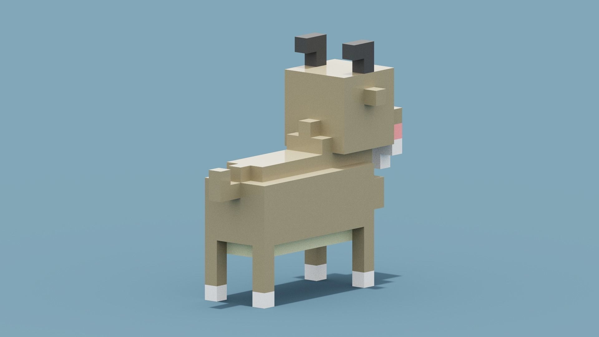 Voxel Goat Low-poly 3D model_6