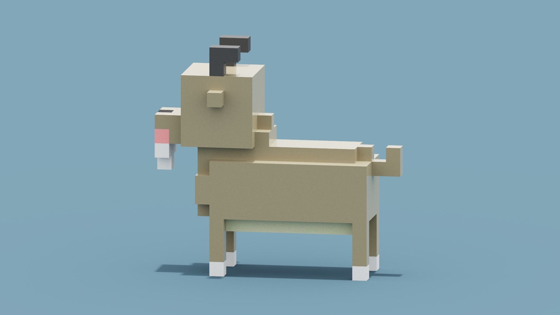 Voxel Goat Low-poly 3D model_2