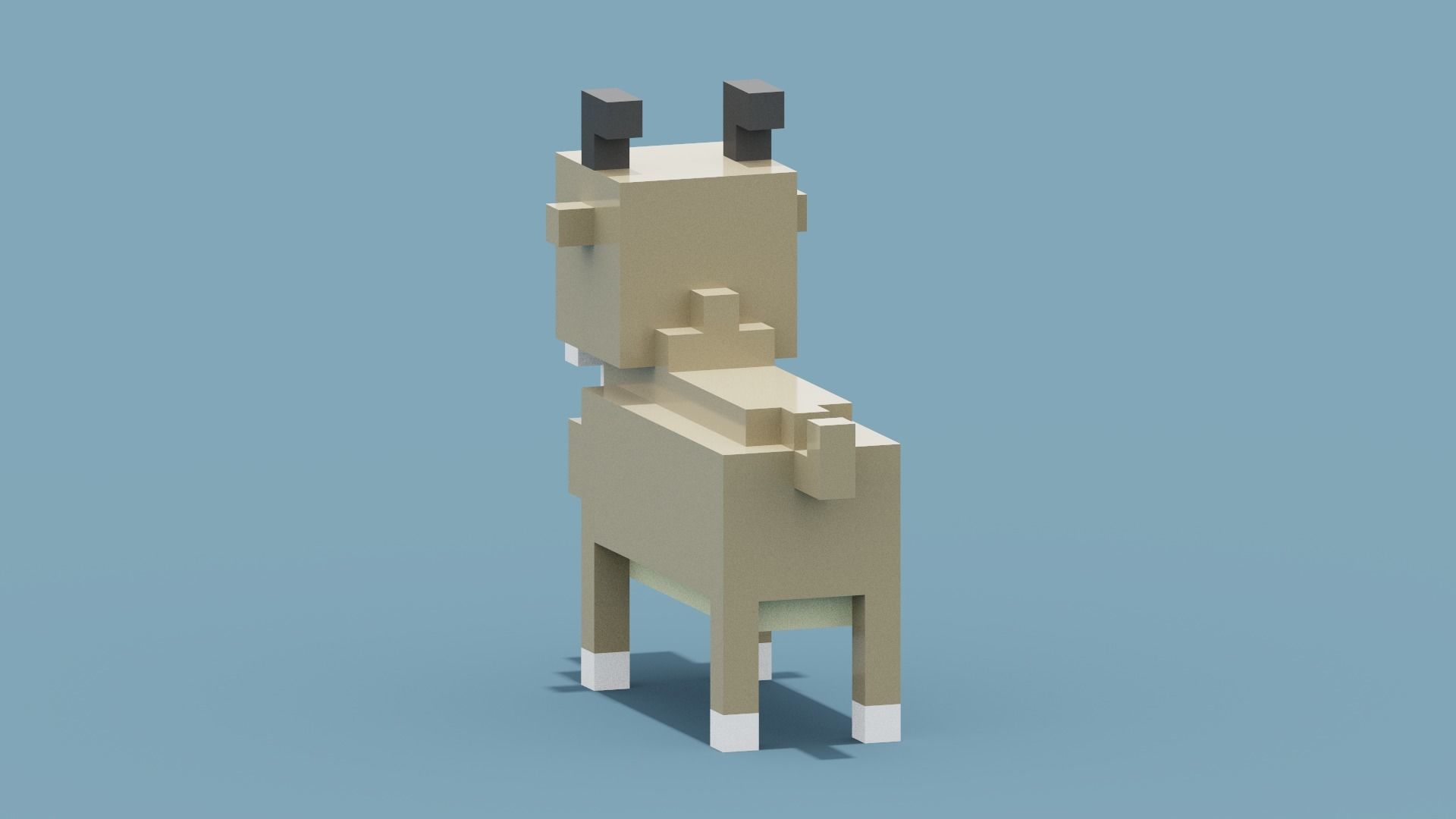 Voxel Goat Low-poly 3D model_4