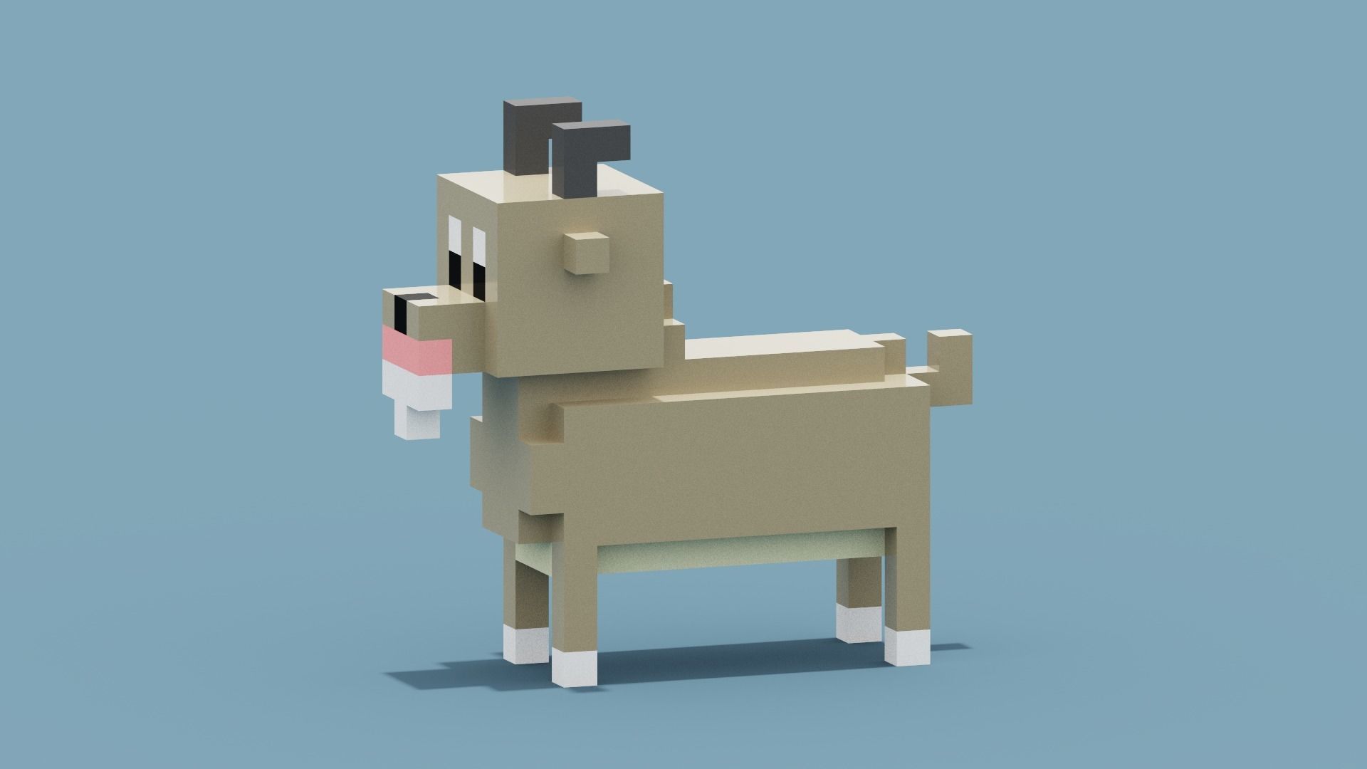 Voxel Goat Low-poly 3D model_1