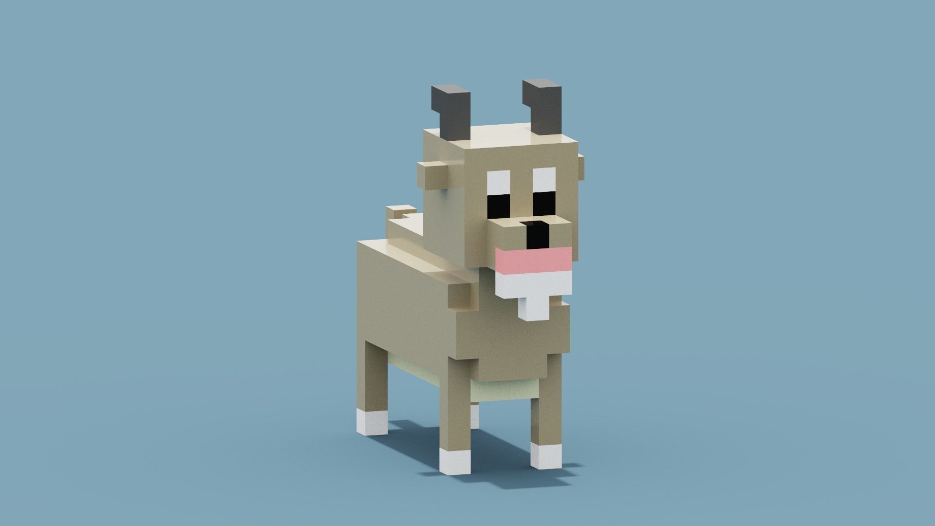 Voxel Goat Low-poly 3D model_10