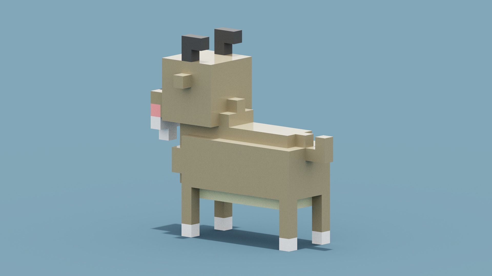 Voxel Goat Low-poly 3D model_3