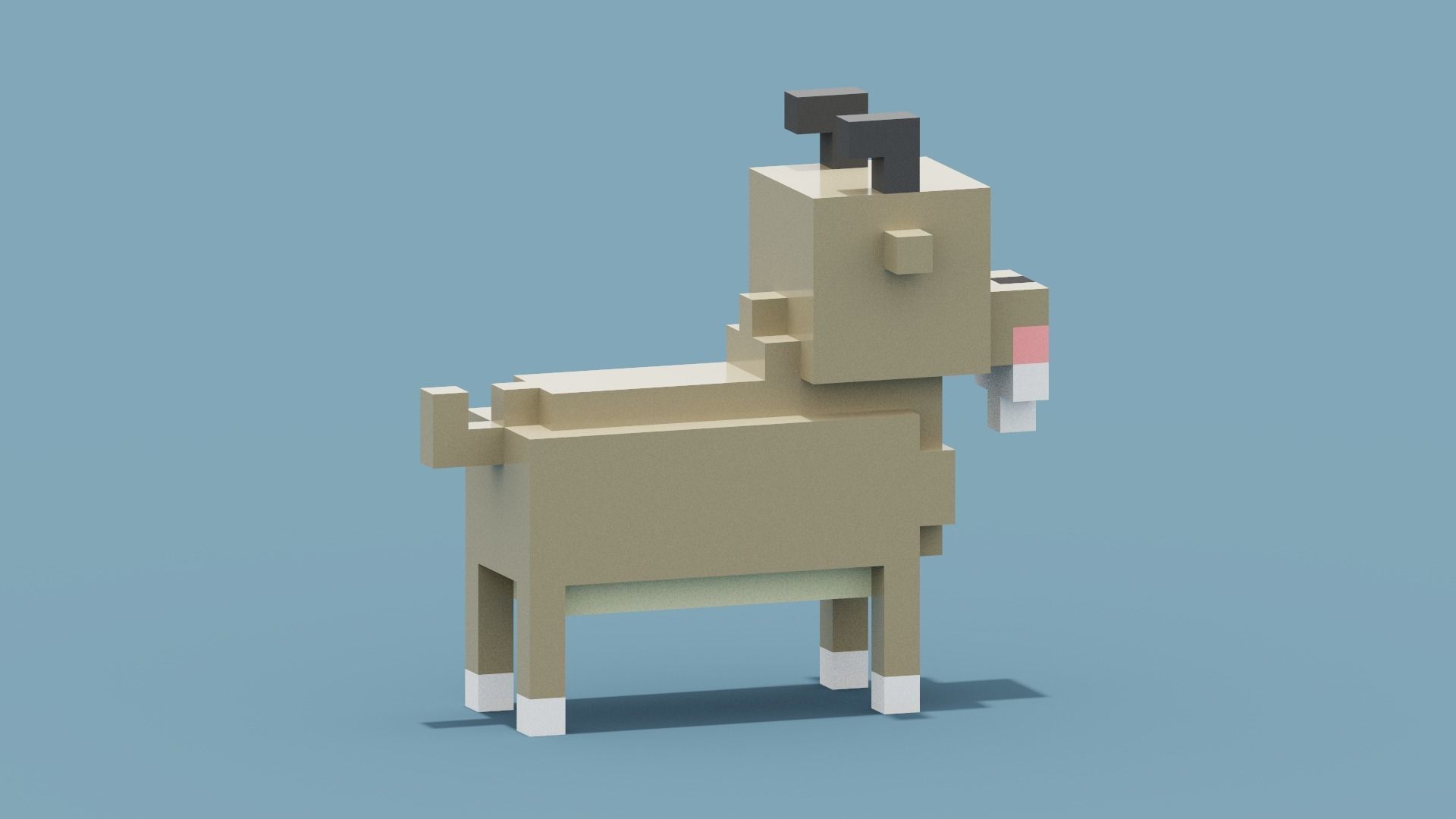 Voxel Goat Low-poly 3D model_7
