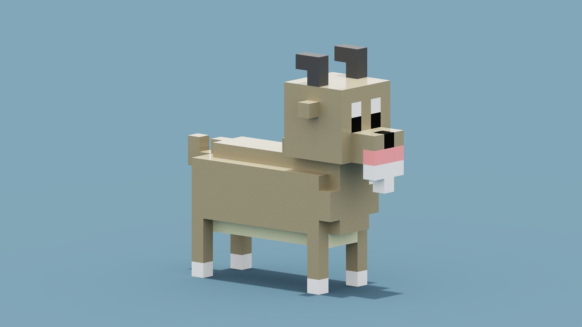 Voxel Goat Low-poly 3D model_9