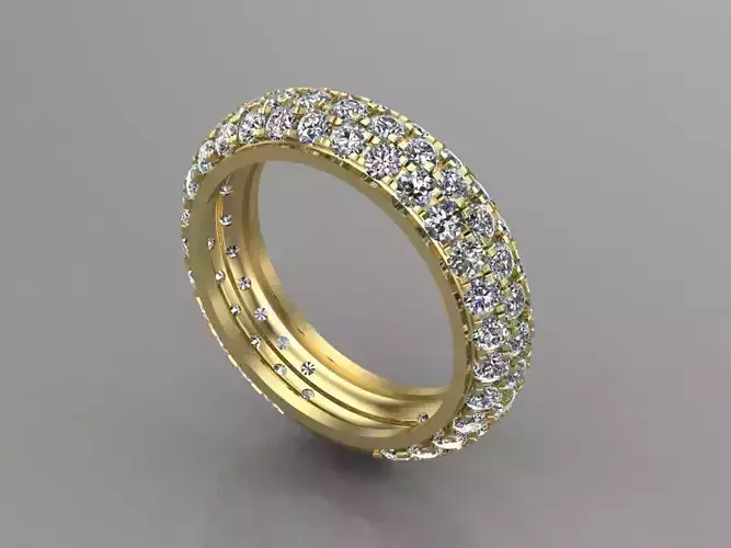 RING MODEL 6 gold diamond eternity 3D print model