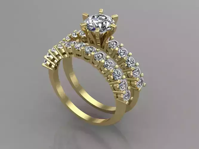 RING MODEL 4 engagement set gold 3D print model