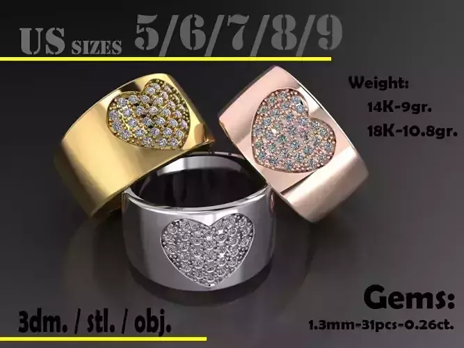 Ring Big Heart 026ct