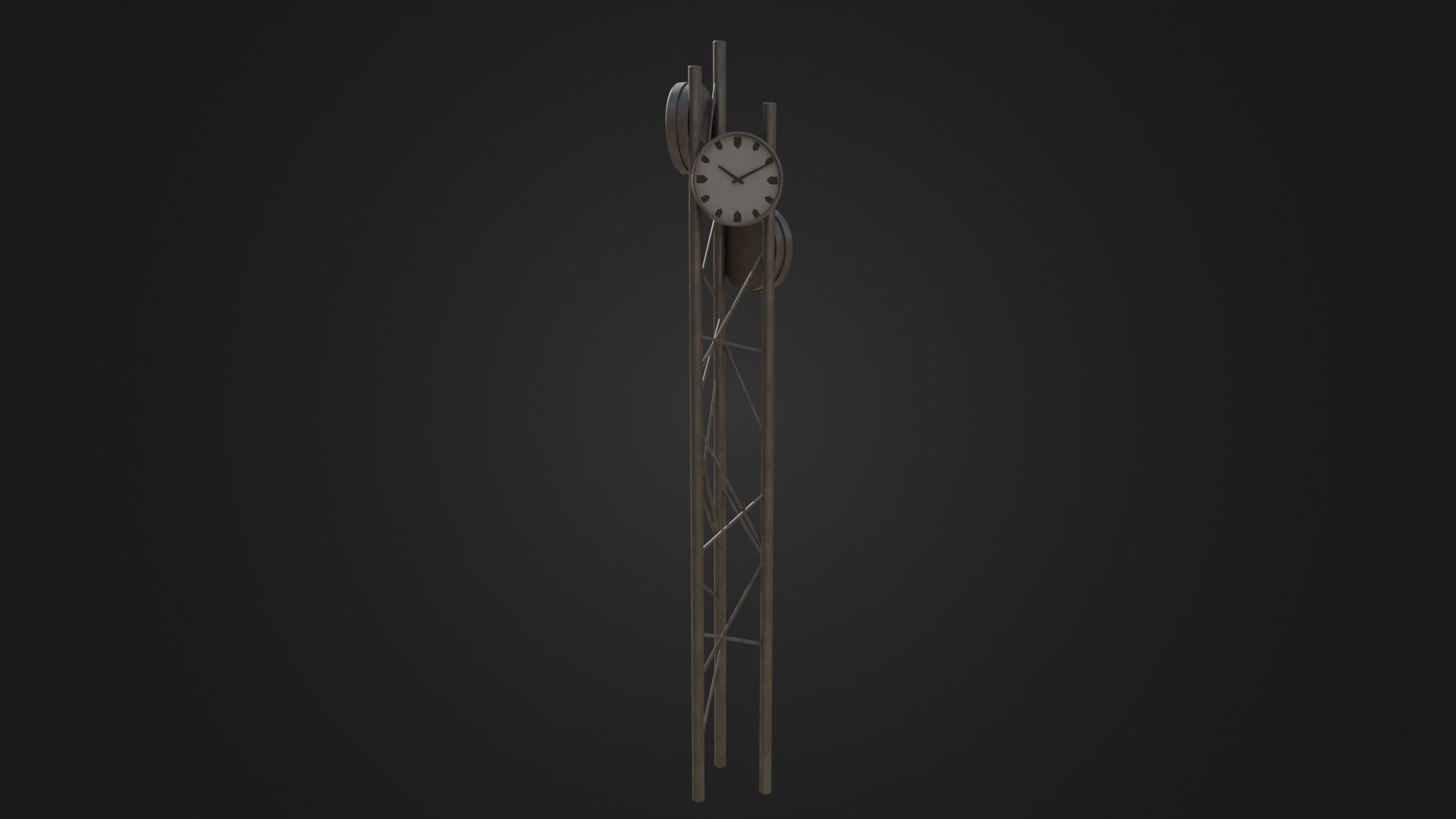 Modern outdoor pole clock Low-poly 3D model_28