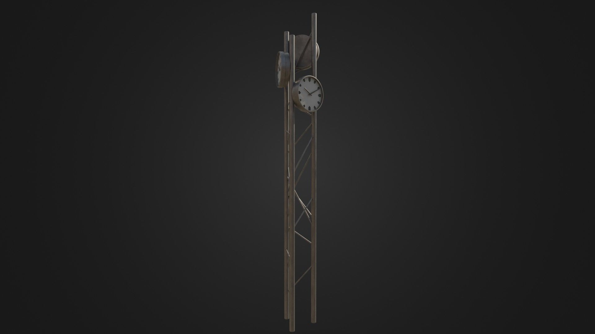 Modern outdoor pole clock Low-poly 3D model_18