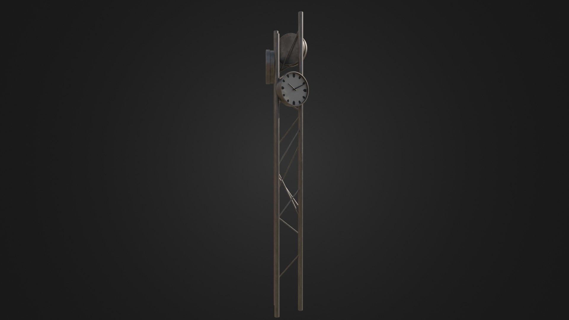 Modern outdoor pole clock Low-poly 3D model_17