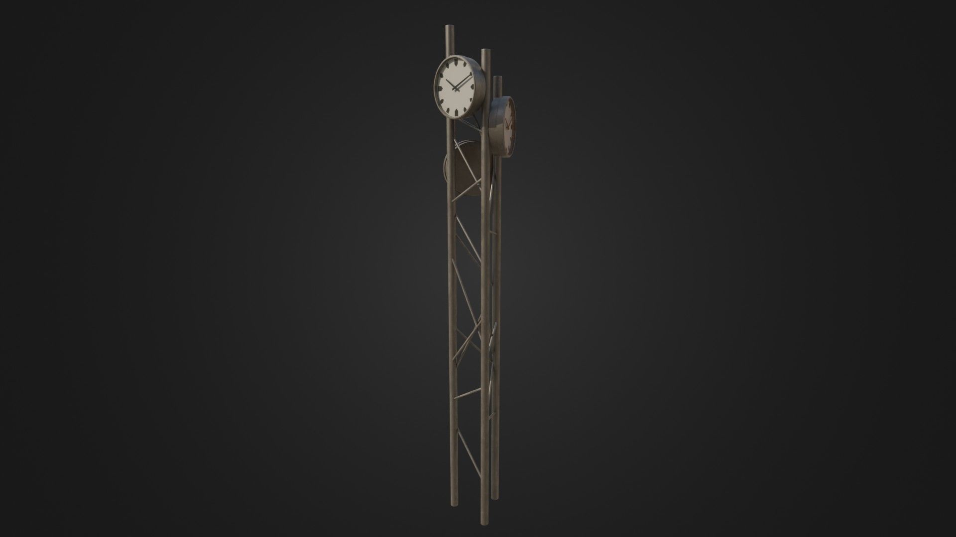 Modern outdoor pole clock Low-poly 3D model_35