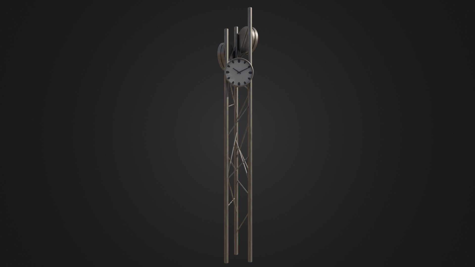 Modern outdoor pole clock Low-poly 3D model_14