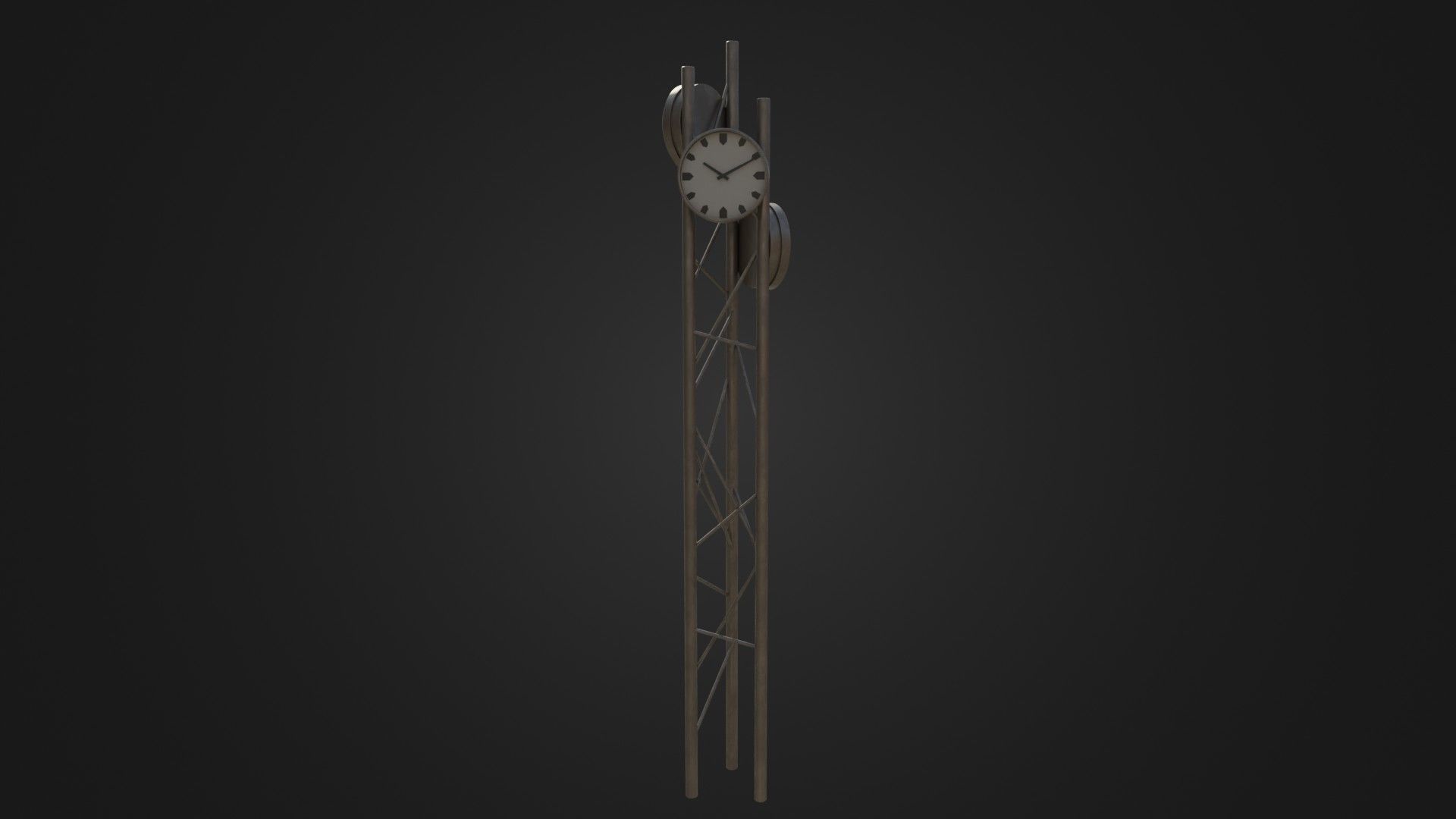 Modern outdoor pole clock Low-poly 3D model_26