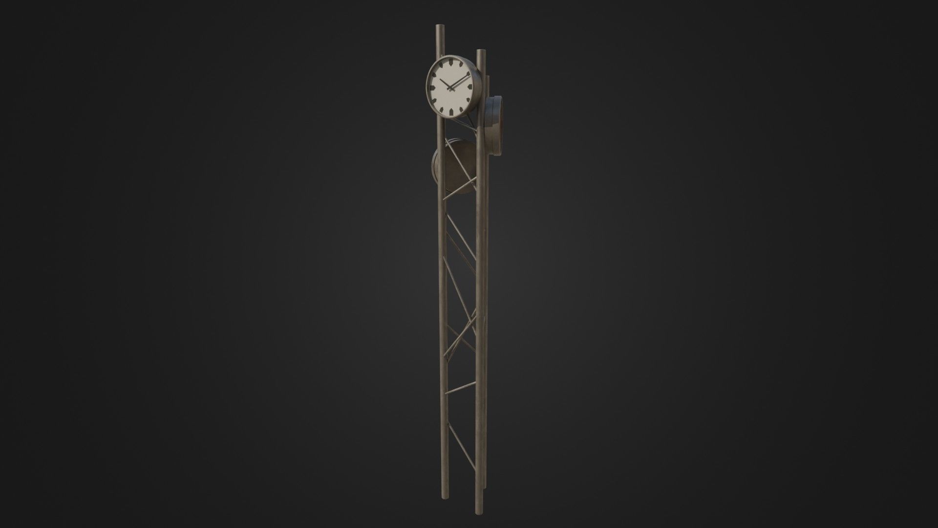 Modern outdoor pole clock Low-poly 3D model_36