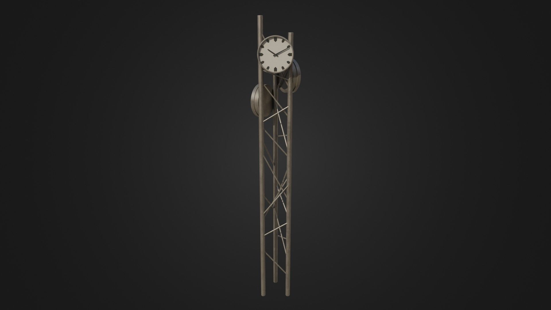 Modern outdoor pole clock Low-poly 3D model_40