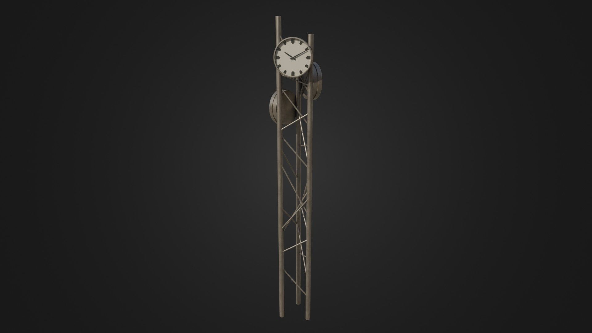 Modern outdoor pole clock Low-poly 3D model_39