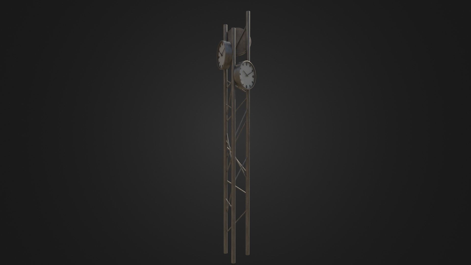 Modern outdoor pole clock Low-poly 3D model_19