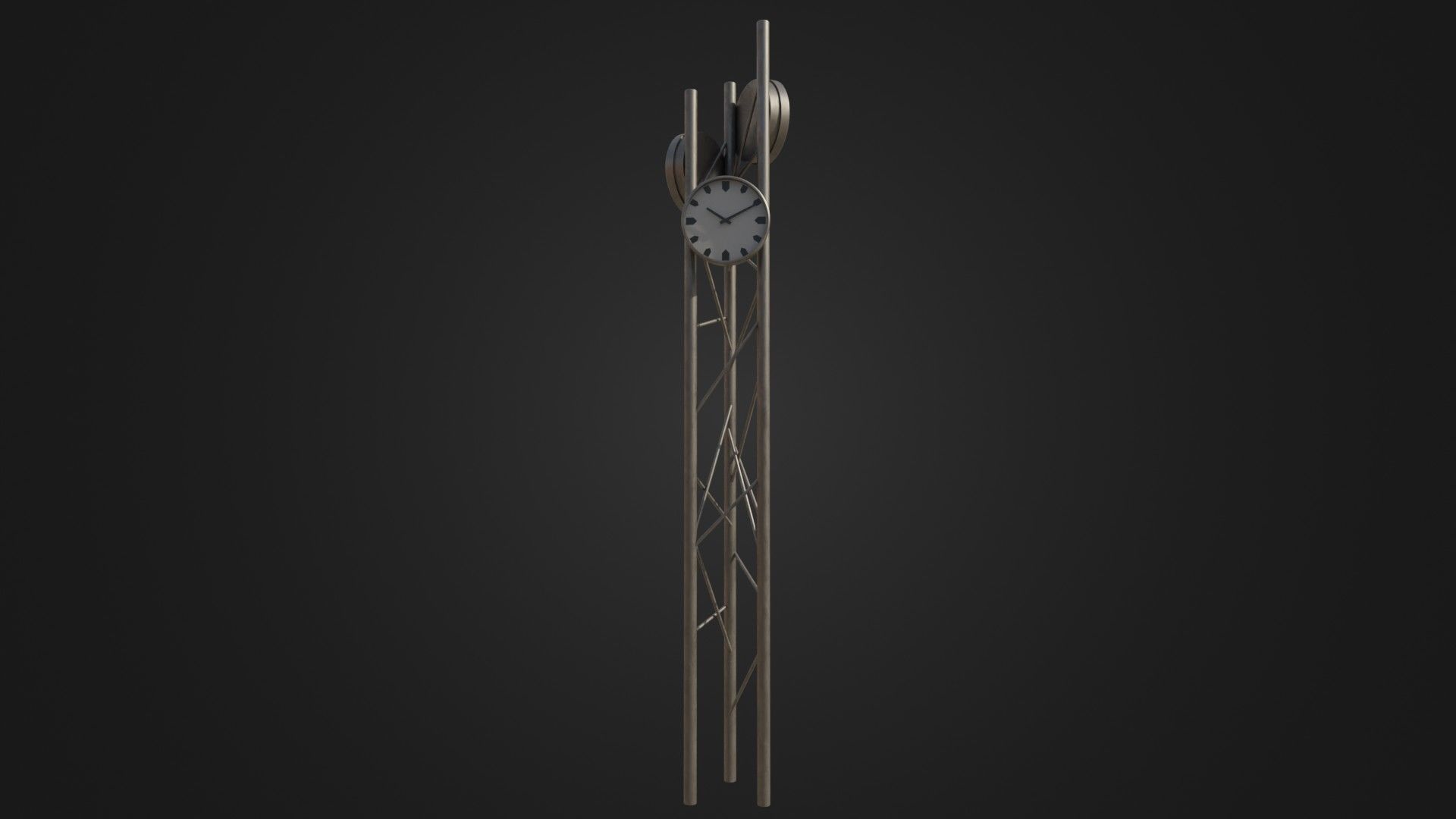 Modern outdoor pole clock Low-poly 3D model_13