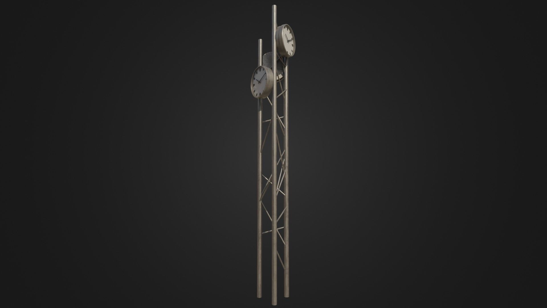 Modern outdoor pole clock Low-poly 3D model_8