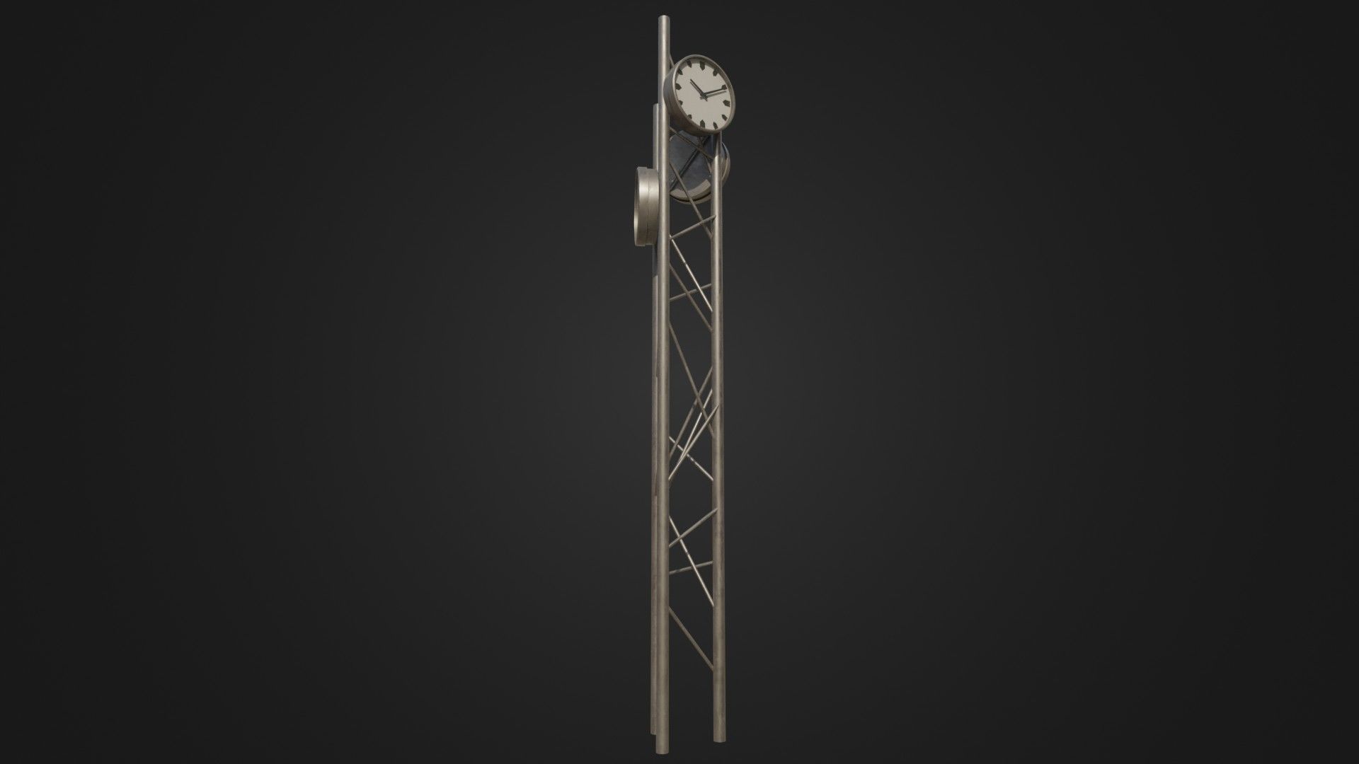 Modern outdoor pole clock Low-poly 3D model_5