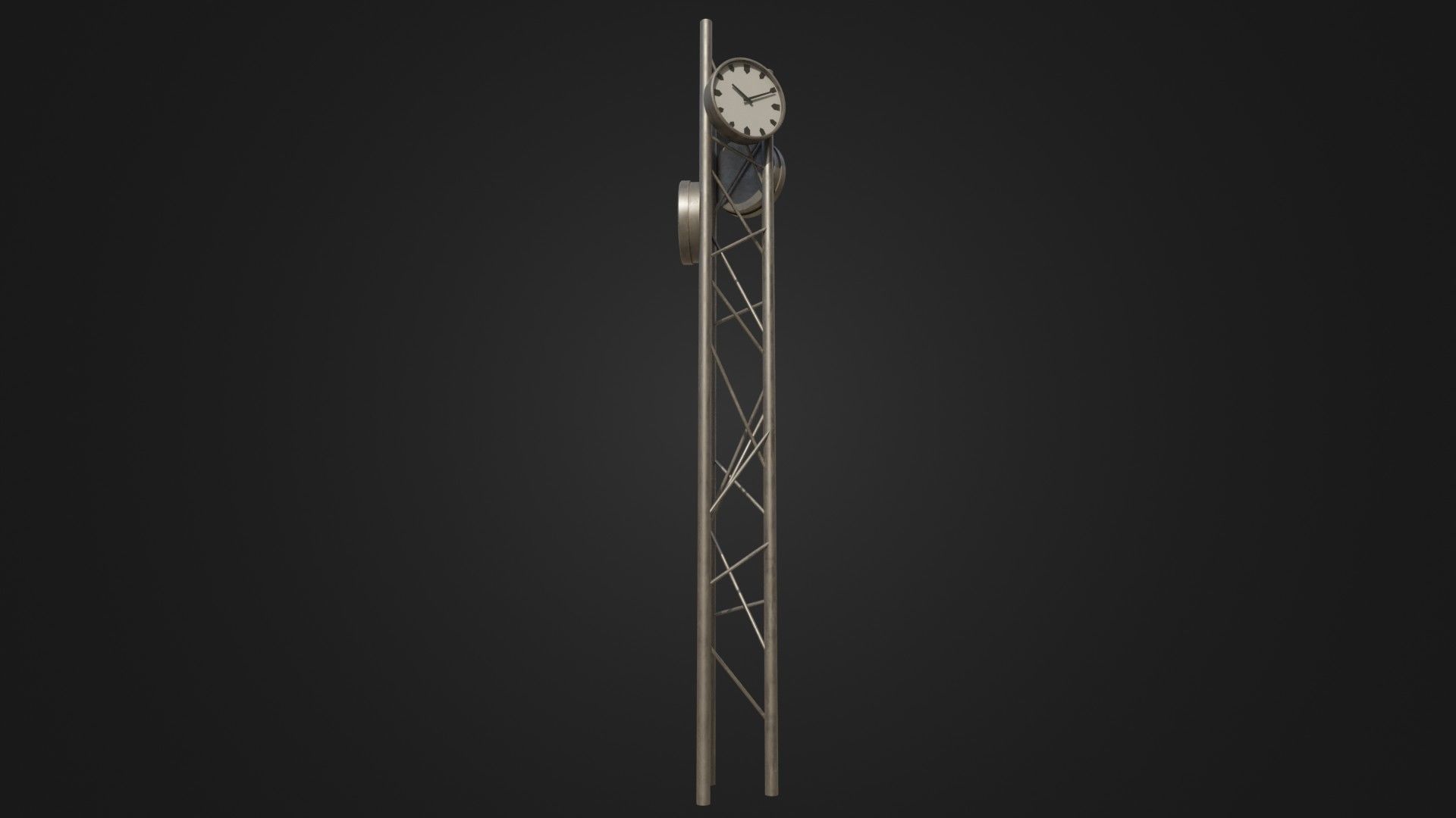 Modern outdoor pole clock Low-poly 3D model_4