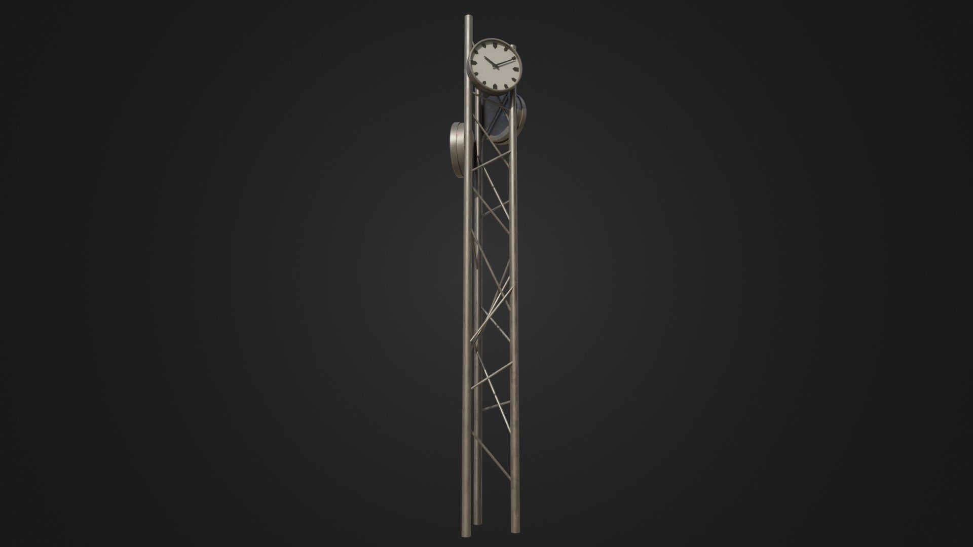Modern outdoor pole clock Low-poly 3D model_3