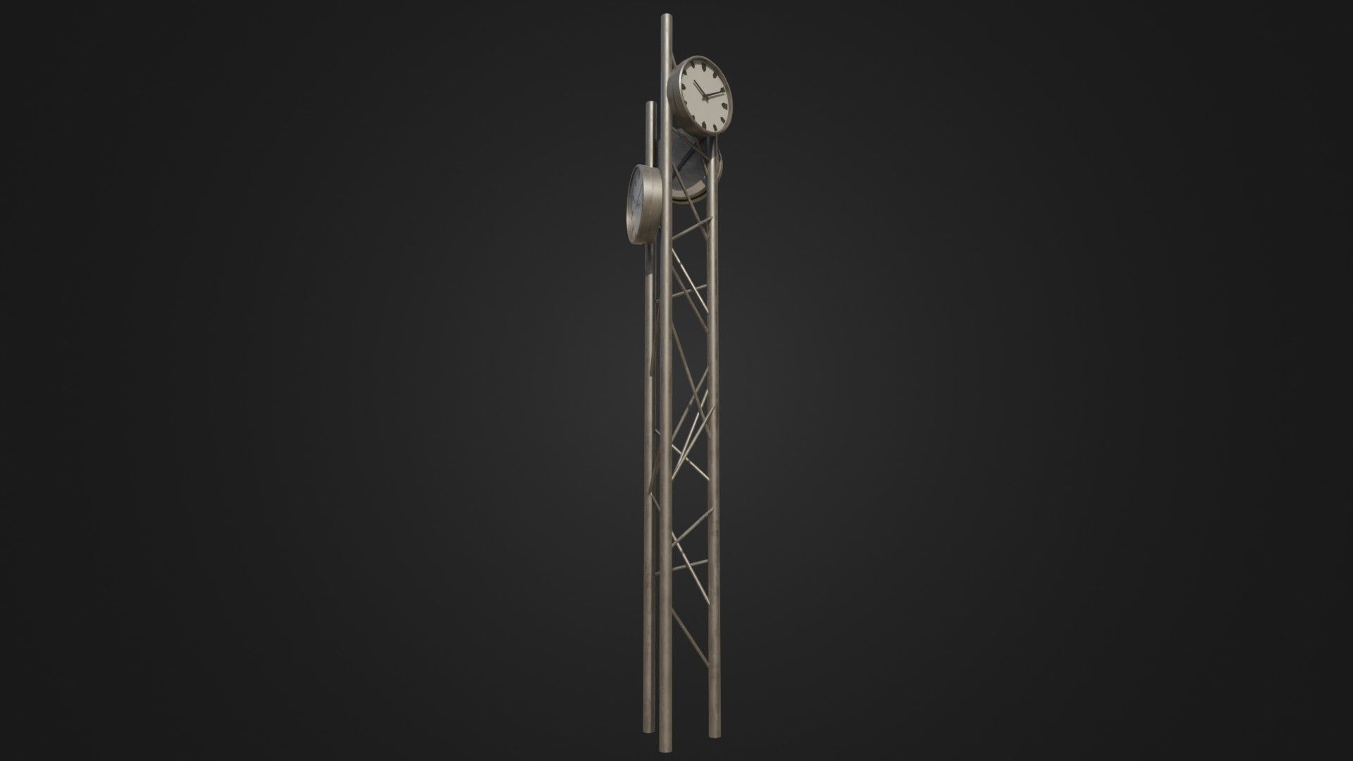 Modern outdoor pole clock Low-poly 3D model_6