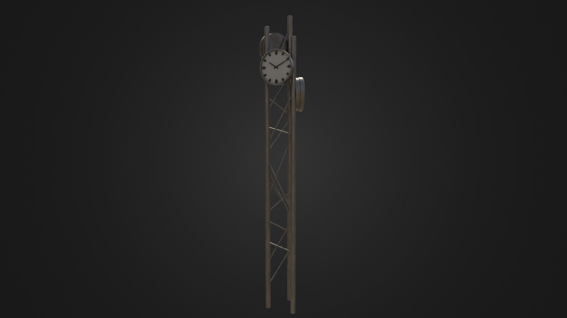 Modern outdoor pole clock Low-poly 3D model_24