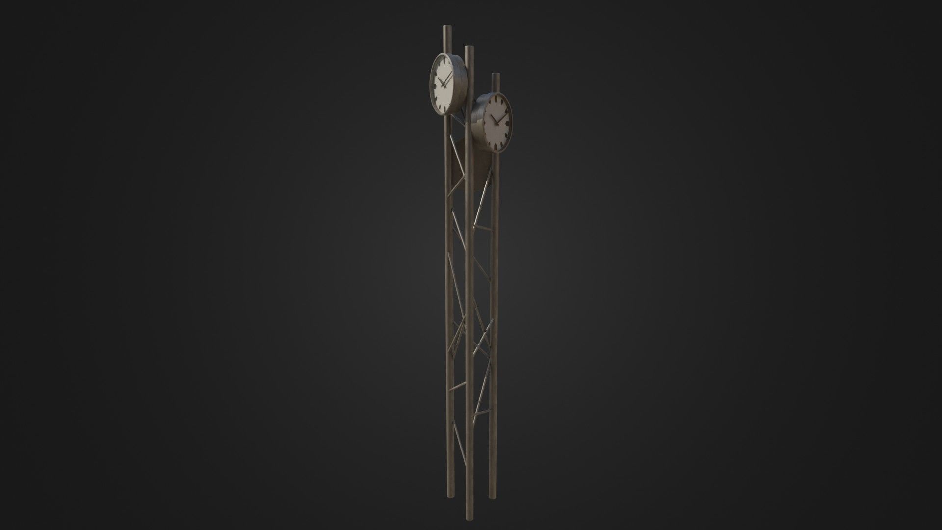 Modern outdoor pole clock Low-poly 3D model_33