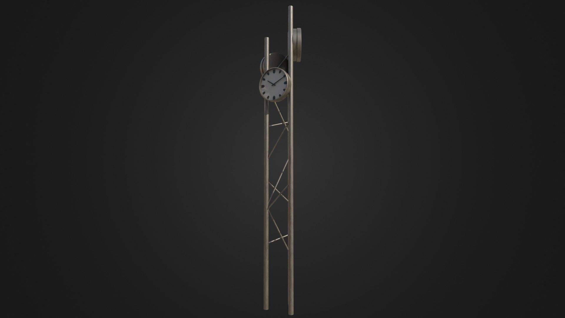 Modern outdoor pole clock Low-poly 3D model_10