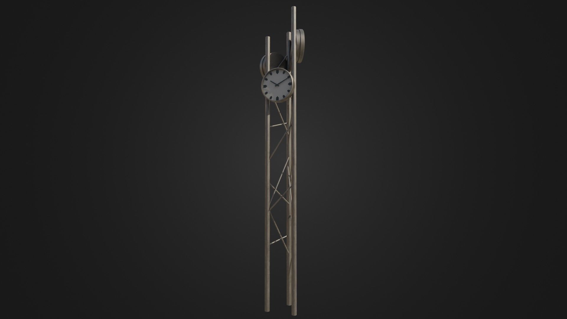 Modern outdoor pole clock Low-poly 3D model_11