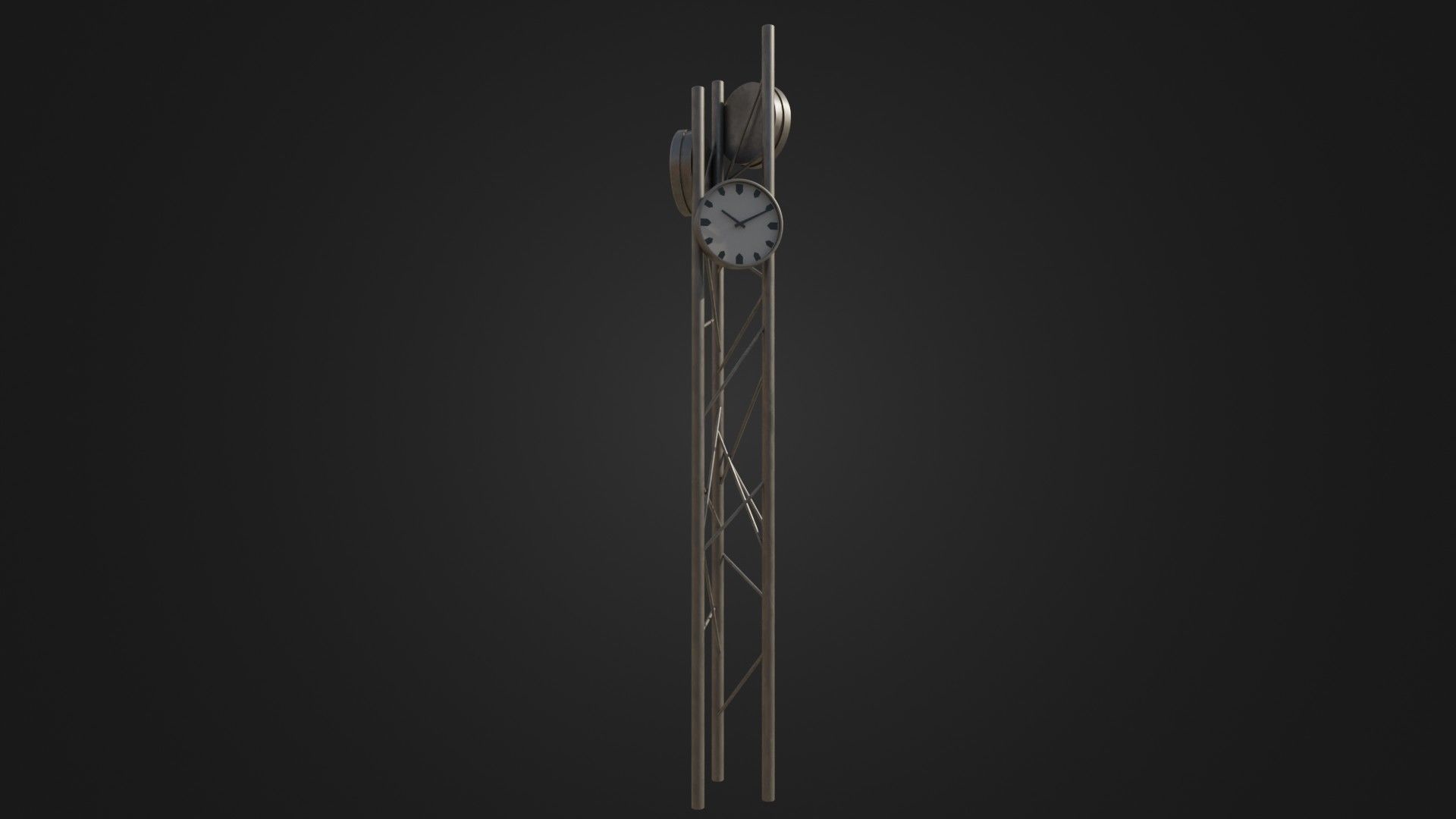 Modern outdoor pole clock Low-poly 3D model_15