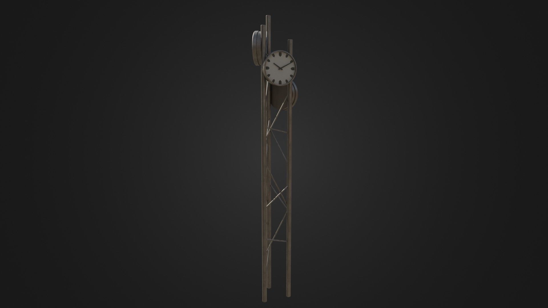 Modern outdoor pole clock Low-poly 3D model_29