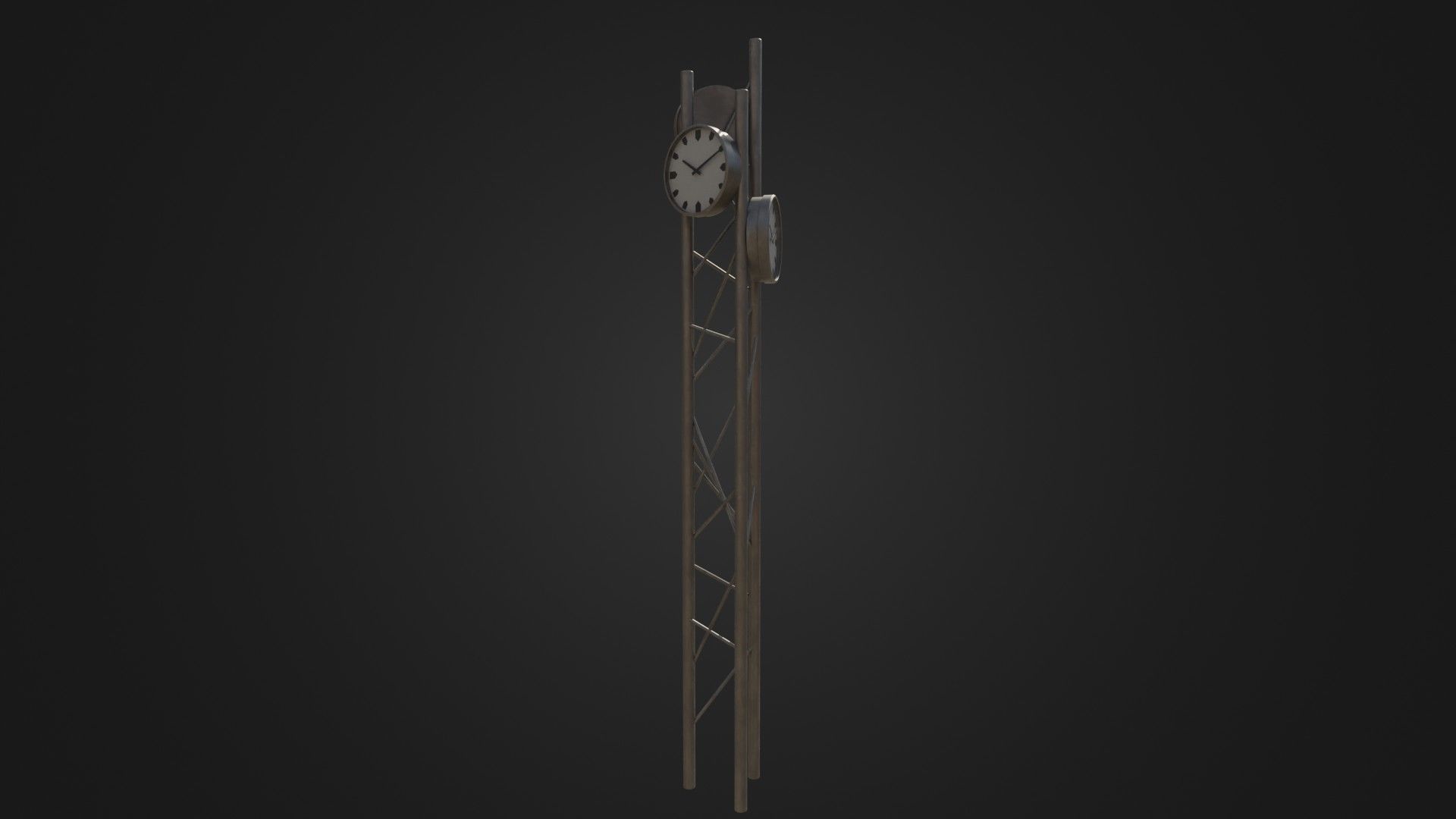 Modern outdoor pole clock Low-poly 3D model_22