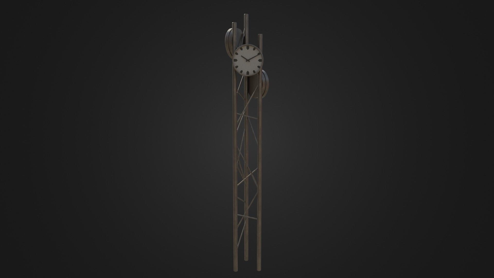 Modern outdoor pole clock Low-poly 3D model_27